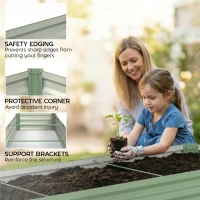 Outsunny 8'x2'x1' Galvanized Raised Bed, Large Elevated Planter Box for Growing Flowers, Herbs and Vegetables, Light Green(m-7)