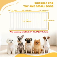 PawHut 26"-37" Dog Gate, Adjustable Pet Gate, Fits 18" Tall with 2 Extension, Pressure Mount Kit for Stairs and Doorways, White(m-3)