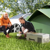 Outsunny 12 Volt Car Refrigerator, 17QT Car Fridge Electric Cooler, 12/24V DC and 100-240V AC, -68℉-50℉, Portable Refrigerator(m-8)