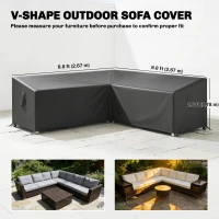 Outsunny V-Shaped Patio Furniture Cover, Waterproof Outdoor V-Shaped Sectional Sofa Cover with Air Vent, 105" x 105", Black(m-3)