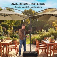Outsunny 9.6 ft Offset Patio Umbrella with Sandbag, Garden Hanging Banana Cantilever Parasol with 360° Rotation, Khaki(m-6)