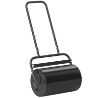 Outsunny 20-Inch Push/Tow Behind Lawn Roller Filled with 10 Gal Water or Sand for Flattening Sod in the Garden, Black(m-1)