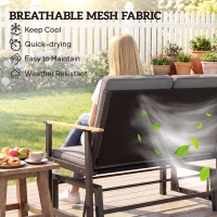 Outsunny Outdoor Glider Bench for 2 Person, Patio Glider Loveseat with Thick Cushions for Garden Balcony Porch, Dark Grey(m-5)