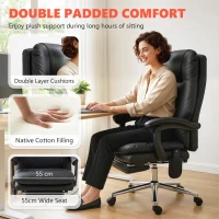 HOMCOM Massage Office Chair with 6-Point Vibration, Pet-Friendly Faux Leather Ergonomic Executive Desk Chair, Black(m-6)