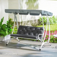 Outsunny 2 Seater Garden Bench Cushion, Soft Thick Outdoor Non-Slip 2 Seater Soft Pad With Backrest for Garden Patio, 47" x 43" x 5", Black(m-10)