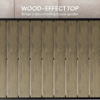 Outsunny Patio Dining Table for 8, Rectangular Aluminum Outdoor Table for Garden Lawn Backyard, Natural(m-4)