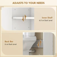 HOMCOM Over the Toilet Storage Shelf Adjustable Shelf Over the Toilet Storage Cabinet for Bathroom White and Oak(m-5)