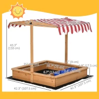 Outsunny Kids Wooden Sandbox, Children Play Sand Station Outdoor with Adjustable Height Cover Lid, Bottom Liner, Seat, Plastic Basins, for 3-7 Years Old Boys and Girls(m-3)