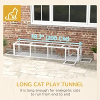 PawHut 79" Long Cat Tunnel, Cat shelter L- Shape with Extendable Design, Cat Enclosure for Indoor/Outdoor Use, White(m-7)