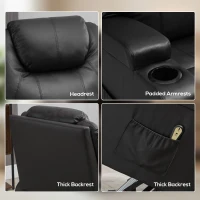 HOMCOM Power Lift Recliner Chair for Elderly, PU Leather Lift Chair with Thick and High Back, Footrest, Remote, Side Pockets, Cup Holders, Reclining Sofa for Living Room, Black(m-6)