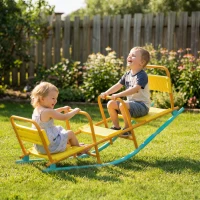 Qaba Teeter Totter Seesaw for Kids, 2 in 1 Metal Rocking Seesaw for Toddlers Age 3-8, Playground Equipment for Backyard(m-10)