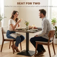 HOMCOM 28" Square Dining Table, Modern Dining Room Table with Steel Base, Space Saving Small Kitchen Table, Walnut Wood Grain(m-4)