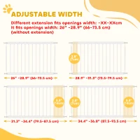 PawHut 26"-37" Dog Gate, Adjustable Pet Gate, Fits 18" Tall with 2 Extension, Pressure Mount Kit for Stairs and Doorways, White(m-5)