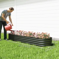 Outsunny 7.9 x 2 x 1ft Galvanized Raised Garden Bed Kit, Metal Planter Box with Safety Edging, Black(m-3)