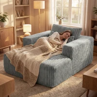 HOMCOM Sofa Bed, Sleeper Chair Bed with Pillow, Single, Grey(m-9)