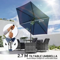 Outsunny 9FT Patio Umbrella, Outdoor Table Patio Umbrellith Tilt, Crank, 6 Ribs, UV Protection for Garden, Lawn, Deck, Backyard(m-4)