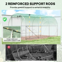 Outsunny Hoop House Greenhouse, Walk-in Tunnel Greenhouse with 2 Support Rods, Zippered Roll-up Mesh Door, 14.6'x6.5'x6.6', Green(m-4)