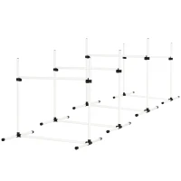 PawHut Set of 4 Dog Agility Training Equipment Adjustable Jump Bar Pet Exercise Kit with Carrying Bag (White)(m-11)