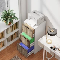 HOMCOM 3 Drawer Filing Cabinet, Farmhouse File Cabinet with Lock, Adjustable Hanging Rails for A4 Letter Size Files, White(m-10)