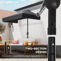Outsunny 7.5ft Half Umbrella Semi Round Patio Parasol with Crank Handle, Top Vent for Garden, Balcony- NO BASE INCLUDED, Black(m-6)
