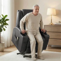 HOMCOM Power Lift Recliner Chair for Elderly, PU Leather Lift Chair with Thick and High Back, Footrest, Remote, Side Pockets, Cup Holders, Reclining Sofa for Living Room, Black(m-1)