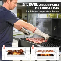 Outsunny Dual Fuel BBQ Grill, Charcoal and 2+1 Gas Burner Barbecue Grill with Wheels, Warming Rack, Black(m-10)