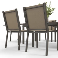 Outsunny 7 Piece Outdoor Dining Set with Rectangular Table and 6 Stackable Chairs, for Backyard, Lawn, Deck, Balcony, Pool Side(m-10)