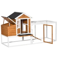 PawHut Chicken Run Waterproof Large Chicken Coop with Nesting Box for 2-4 Chickens, Orange and White(m-9)