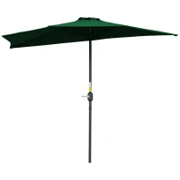 Outsunny 9.8ft Half Umbrella Semi Round Patio Parasol with Crank Handle, Top Vent for Garden, Balcony- NO BASE INCLUDED, Green(m-2)
