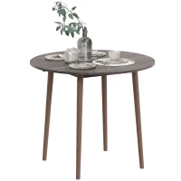 HOMCOM 35" Folding Dining Table, Collapsible Drop Leaf Table with Round Tabletop, Wood Legs, Distressed Light Grey(m-2)