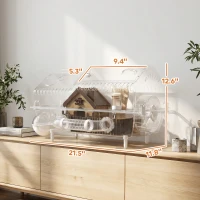 PawHut Hamster Cage with Large Wheel & Hideout, Small Animal Habitat with Accessories, Clear Pet House, 21.5" x 11.8" x 12.6",(m-3)