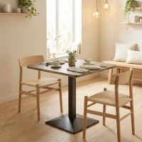 HOMCOM 28" Square Dining Table, Modern Dining Room Table with Steel Base, Space Saving Small Kitchen Table, Walnut Wood Grain(m-8)