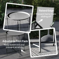 Outsunny 18" Outdoor Side Table with Removable Tray and Folding Legs, Indoor Outdoor for Balcony, Porch, Black(m-6)