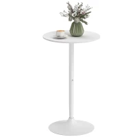 HOMCOM High Top Bar Table, Modern Round Dining Table with Painted Top and Steel Base, Bistro Table for 2 People, White(m-2)