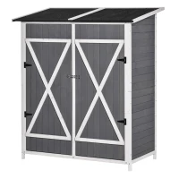 Outsunny 54.75''x29.5''x63'' Garden Storage Shed Asphalt Roof Wooden Timber Double Door Utility Storage House w/ Movable Shelf & Fixed Fittings(m-11)