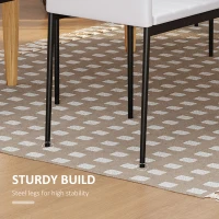 HOMCOM High Back Dining Chairs, Modern Upholstered Linen Fabric Accent Chairs with Metal Legs for Kitchen, Set of 4, White(m-5)