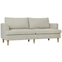 HOMCOM 3 Seater Sofa, 74" Modern Corduroy Upholstered Couch with Thick Spring Cushions, Solid Wood Legs, Armrests, Beige(m-11)