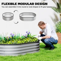 Outsunny 2Pcs Galvanized Raised Garden Bed, 4 x 3 x 1 ft Modular Metal Garden Beds with Rubber Strip Edging, Silver(m-6)