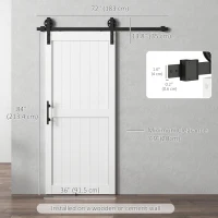 HOMCOM 36inx84in Barn Door with 6FT Sliding Door Hardware Kit, Handle, Upgraded Rollers and Floor Guide, Waterproof, White(m-3)