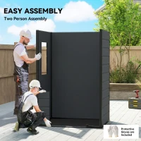 Outsunny 4' x 3' Plastic Garden Shed with Floor, Outdoor Small Shed with Lockable Door, Window and Vent, Dark Grey(m-7)