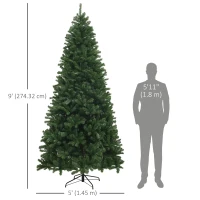 HOMCOM 9ft Artificial Christmas Trees with 2132 Branch Tips, Auto Open and Steel Base, Green(m-3)