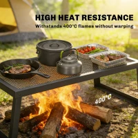 Outsunny Folding Campfire Grill, 36" x 18" Heavy Duty Carbon Steel Grill Grate with Folding Legs, Black(m-6)