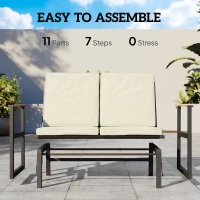 Outsunny Outdoor Glider Bench for 2 Person, Patio Glider Loveseat with Thick Cushions for Garden Balcony Porch, Cream White(m-7)