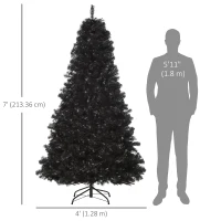 HOMCOM 7ft Artificial Christmas Tree Holiday Home Indoor Decoration with Automatic Open, Black(m-3)