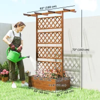 Outsunny Wooden Planter with Trellis Privacy Screen, Raised Garden Bed to Grow Vegetables, Herbs and Flowers, Orange(m-3)