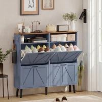 HOMCOM Shoe Storage Cabinet with 4 Flip Drawers, Farmhouse Narrow Shoe Cabinet, Holds Up to 24 Pairs, Blue(m-8)