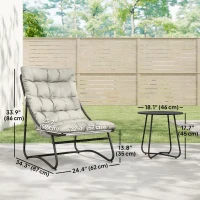 Outsunny 3 Piece Outdoor Bistro Set, Round Patio Table and Chairs Set for 2 with Breathable Mesh Seat and Cushions, Light Grey(m-3)