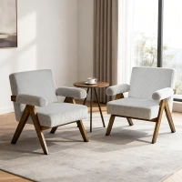 HOMCOM Corduroy Accent Chair Armchair with Wide Seat and Soft Padded Armrests for Reading, Bedroom, Light Grey(m-7)