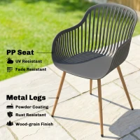Outsunny Outdoor Dining Chairs Set of 4, Patio Chairs with Slotted Backrest, Grey(m-6)