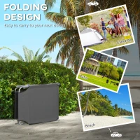 Outsunny 2Pcs Outdoor Lounge Chair, Adjustable Folding Chaise Lounge with Sun Shade for Beach, Camping, Hiking, Grey(m-5)